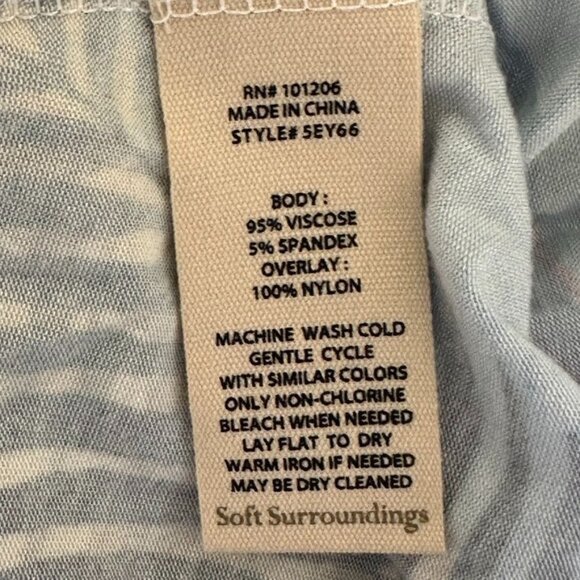 Soft Surroundings Anya Dress Ombre Palms Tropical Print Faux Wrap Plus Size 1X - Picture 8 of 10